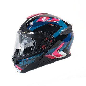 CASCO ABATIBLE SMK GULLWING CHARGER NEGRO+AZUL+ROSADO